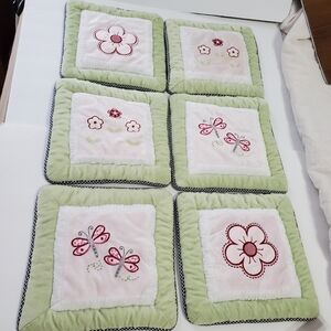 Kidsline Baby Nursery Wall Art Set of 6 Soft Fabric Panells Dragonfly Flower